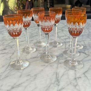 Baccarat Crystal Cordial Glass Orange Set of 8
